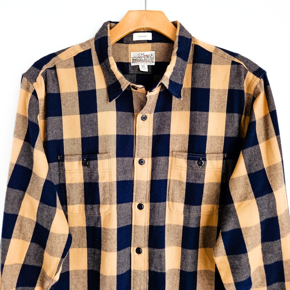 J Crew XL 100% Cotton Flannel Shirts Lot Of 2 Mens XL Slim & Classic Checkered - Picture 8 of 12